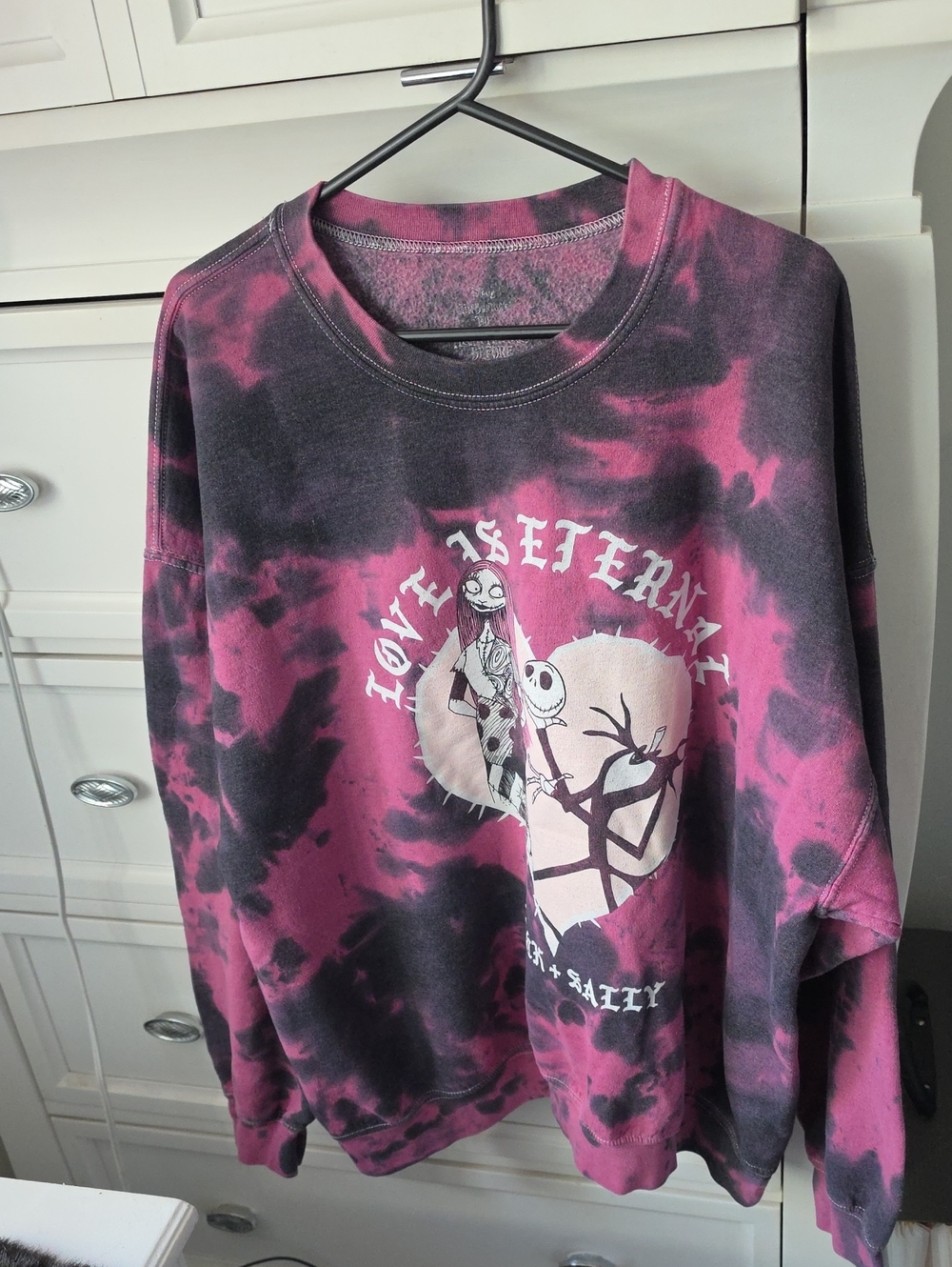 Jack And Sally Nightmare Before Christmas Tie-Dye Graphic Sweatshirt